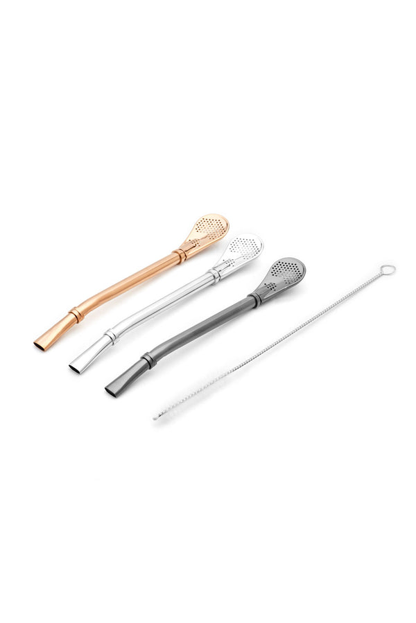 Stainless Steel Bombilla Straw - Set of 3 (Multicolor)