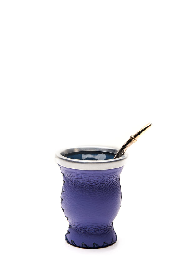 Leather & Glass Yerba Mate Gourd Set (Lilac)